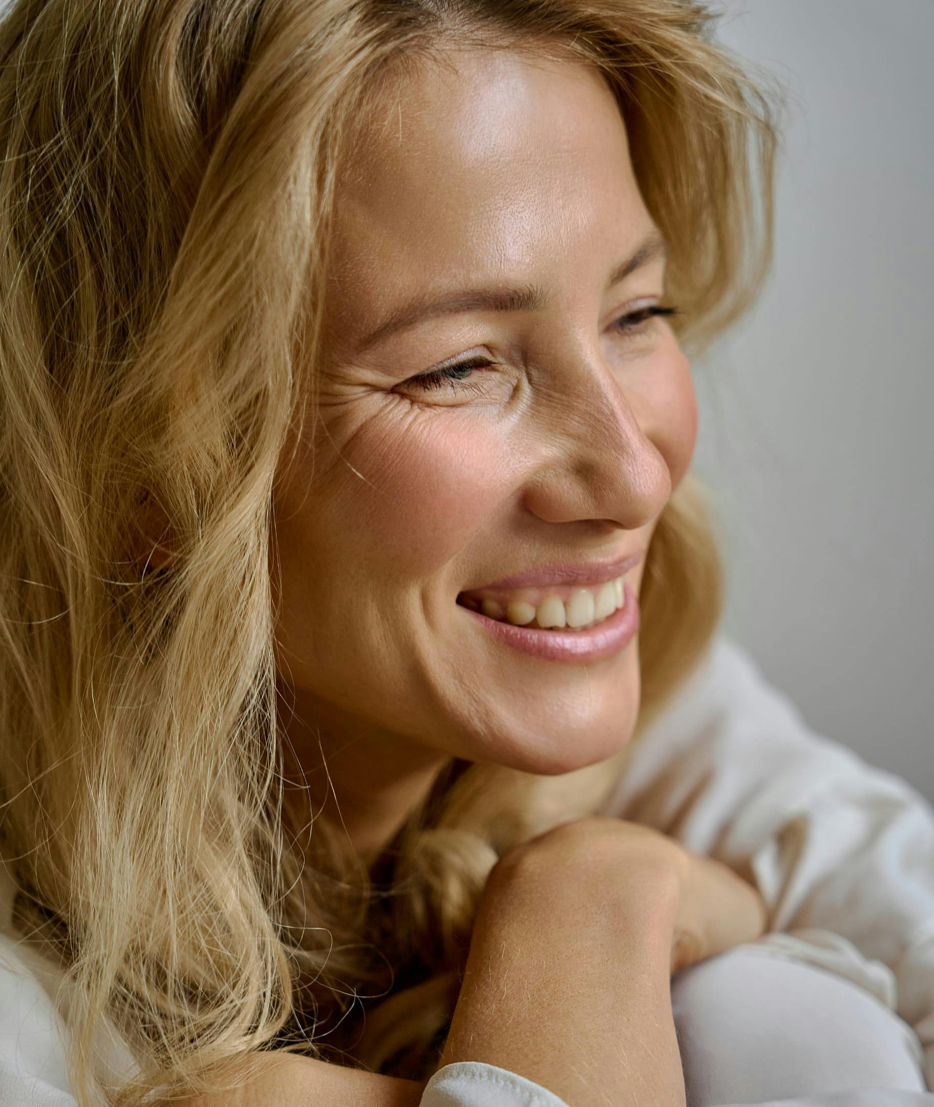 close up on woman smiling