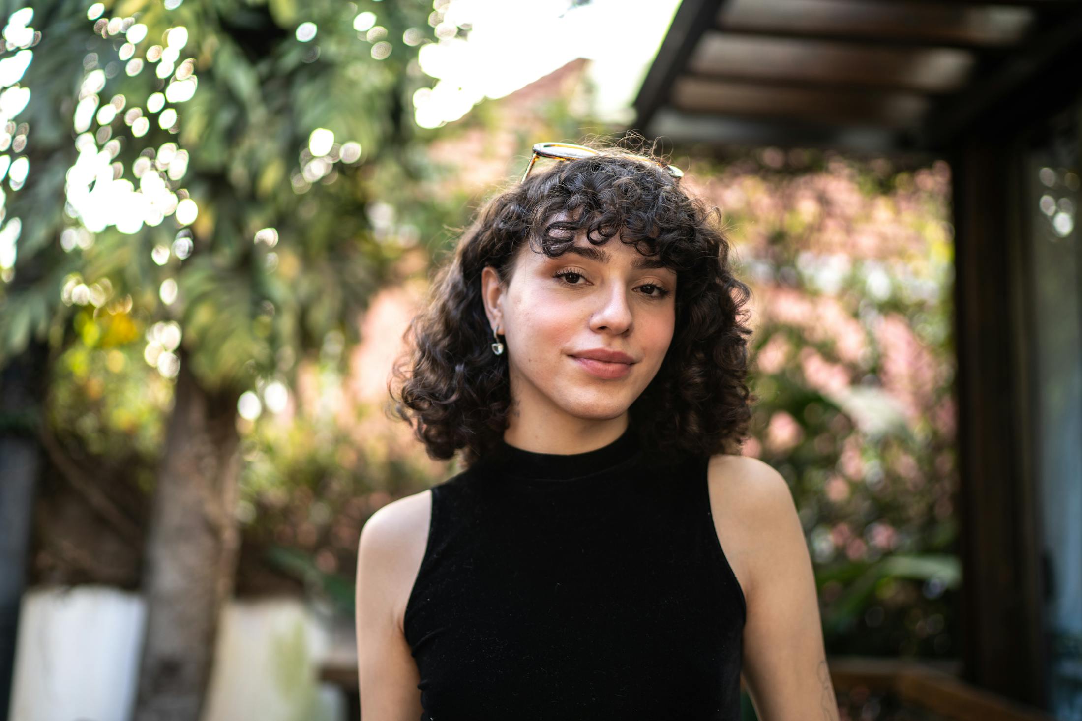 Woman with curly hair