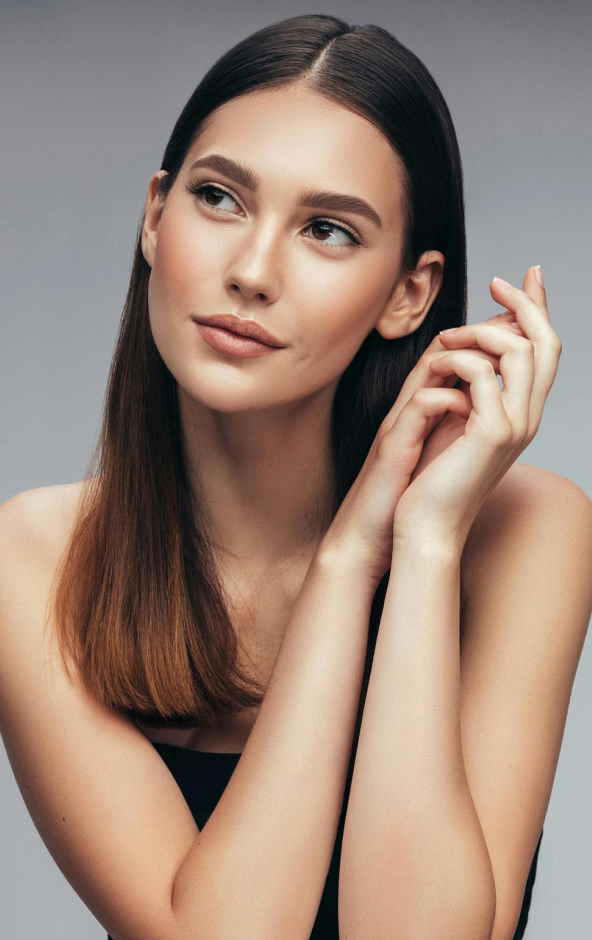 woman with long auburn hair