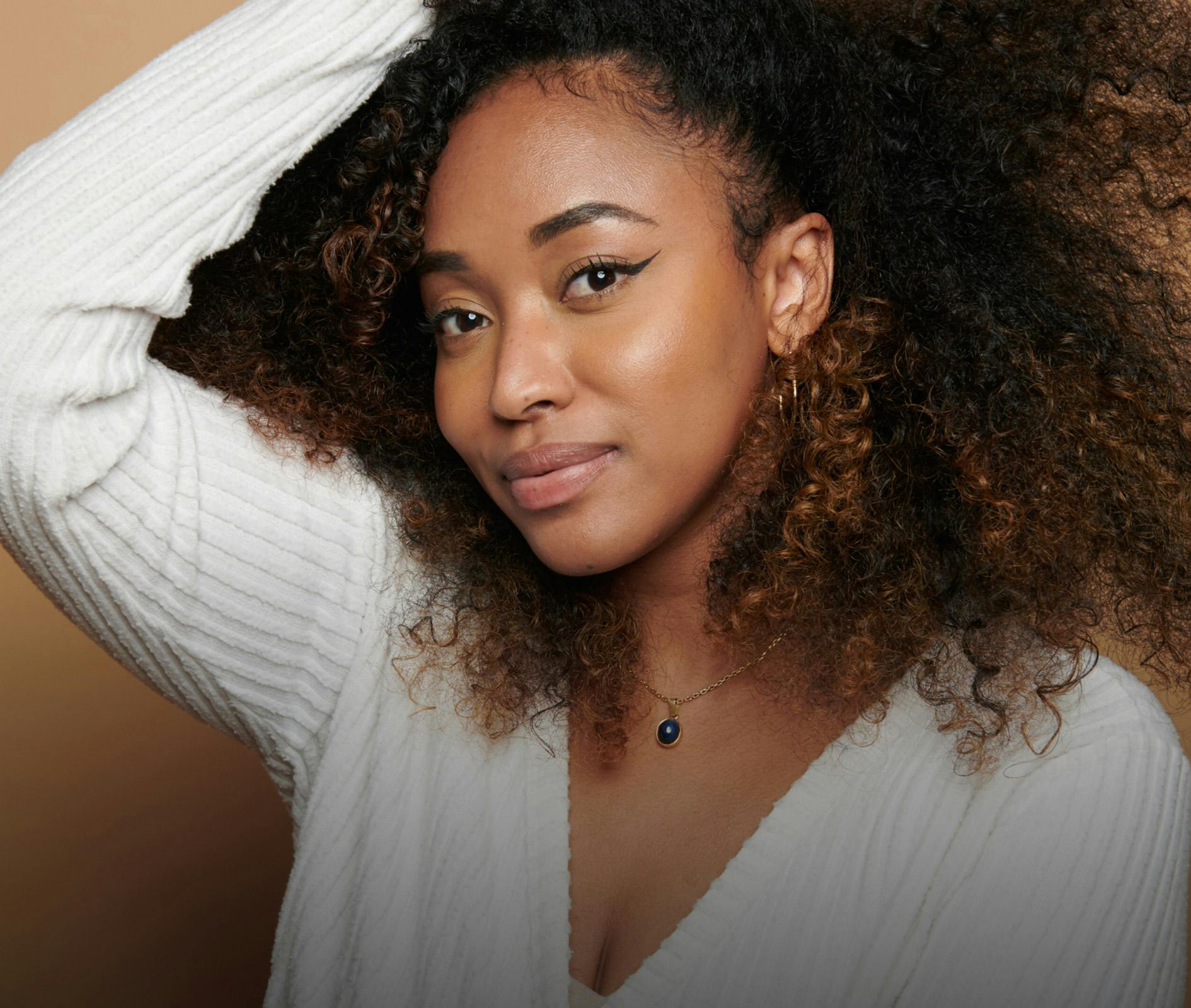 woman with very curly hair