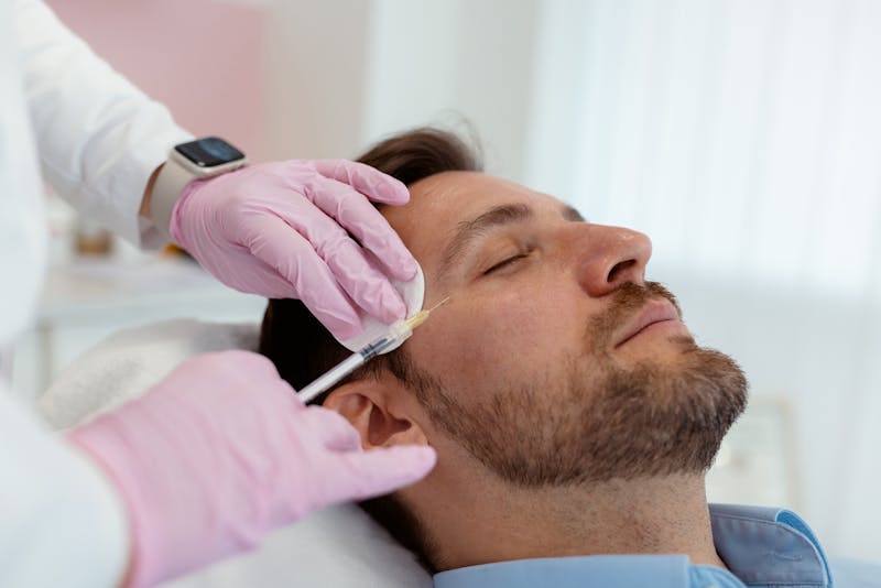 Man receiving injectable treatment
