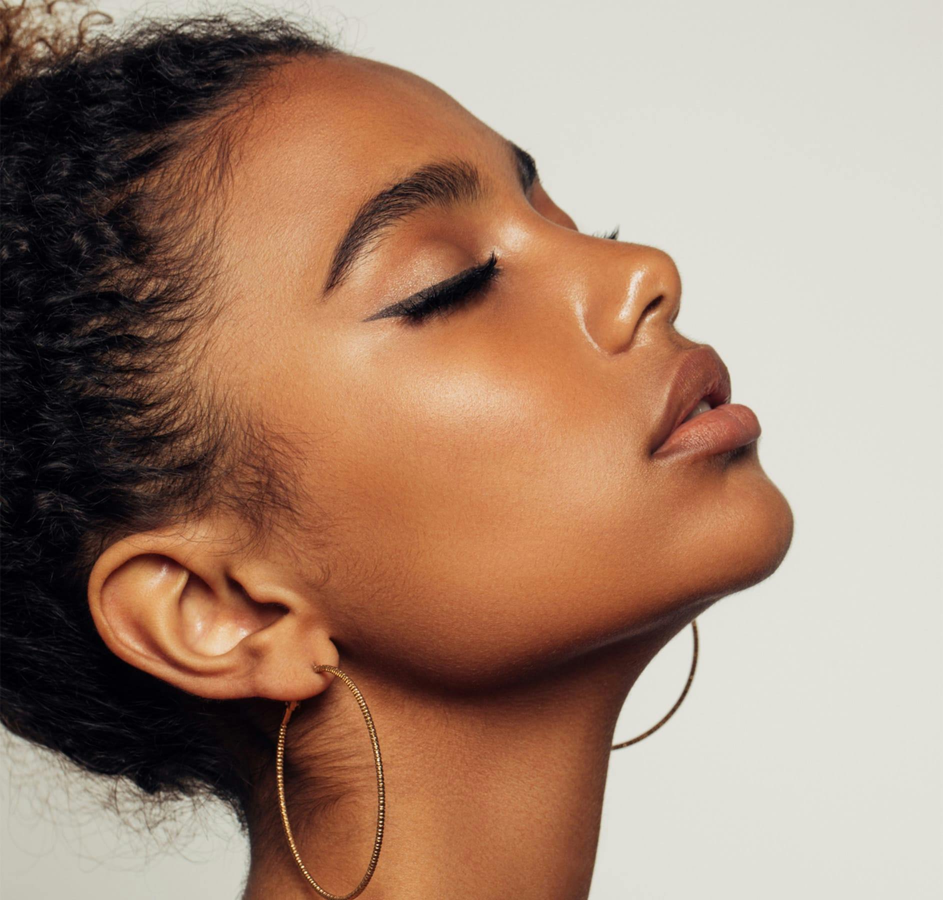 closed eyes looking up