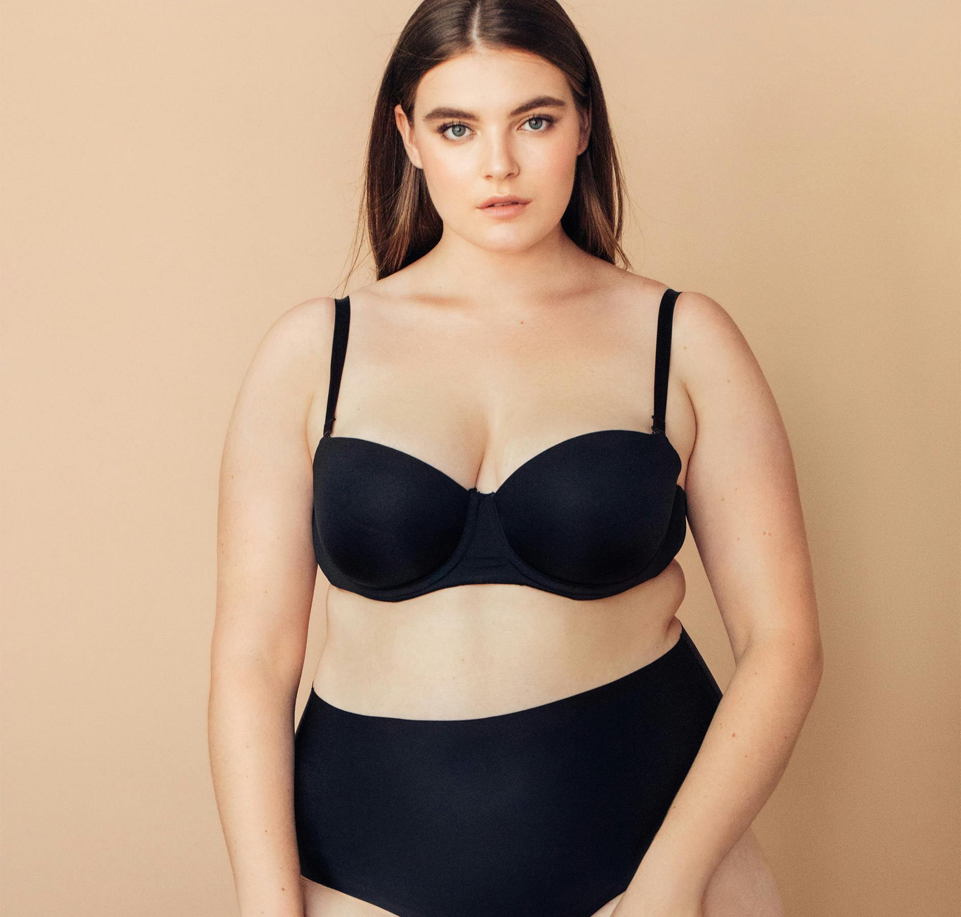 black two-piece orange background