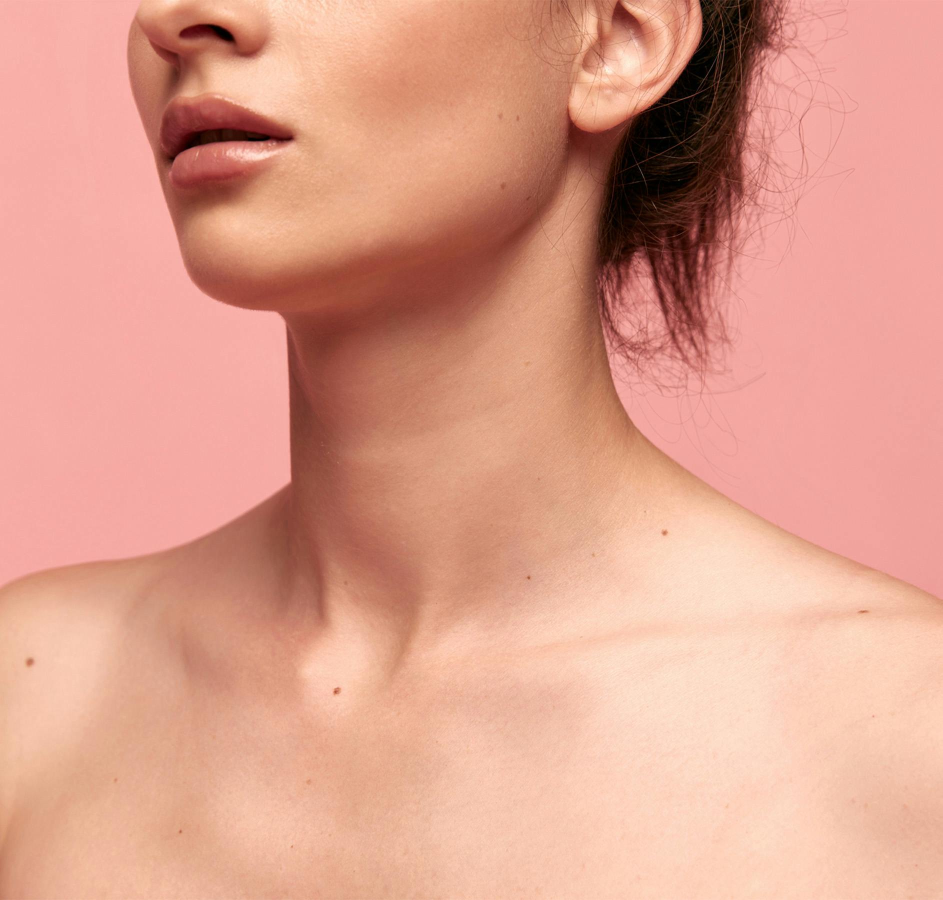 neck on pink background