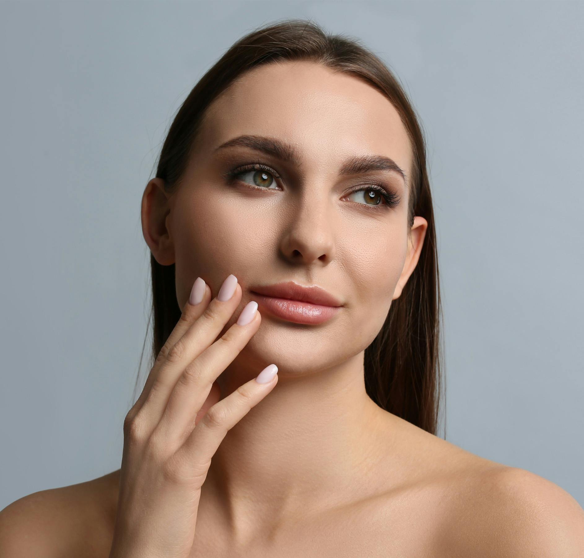 hand on face
