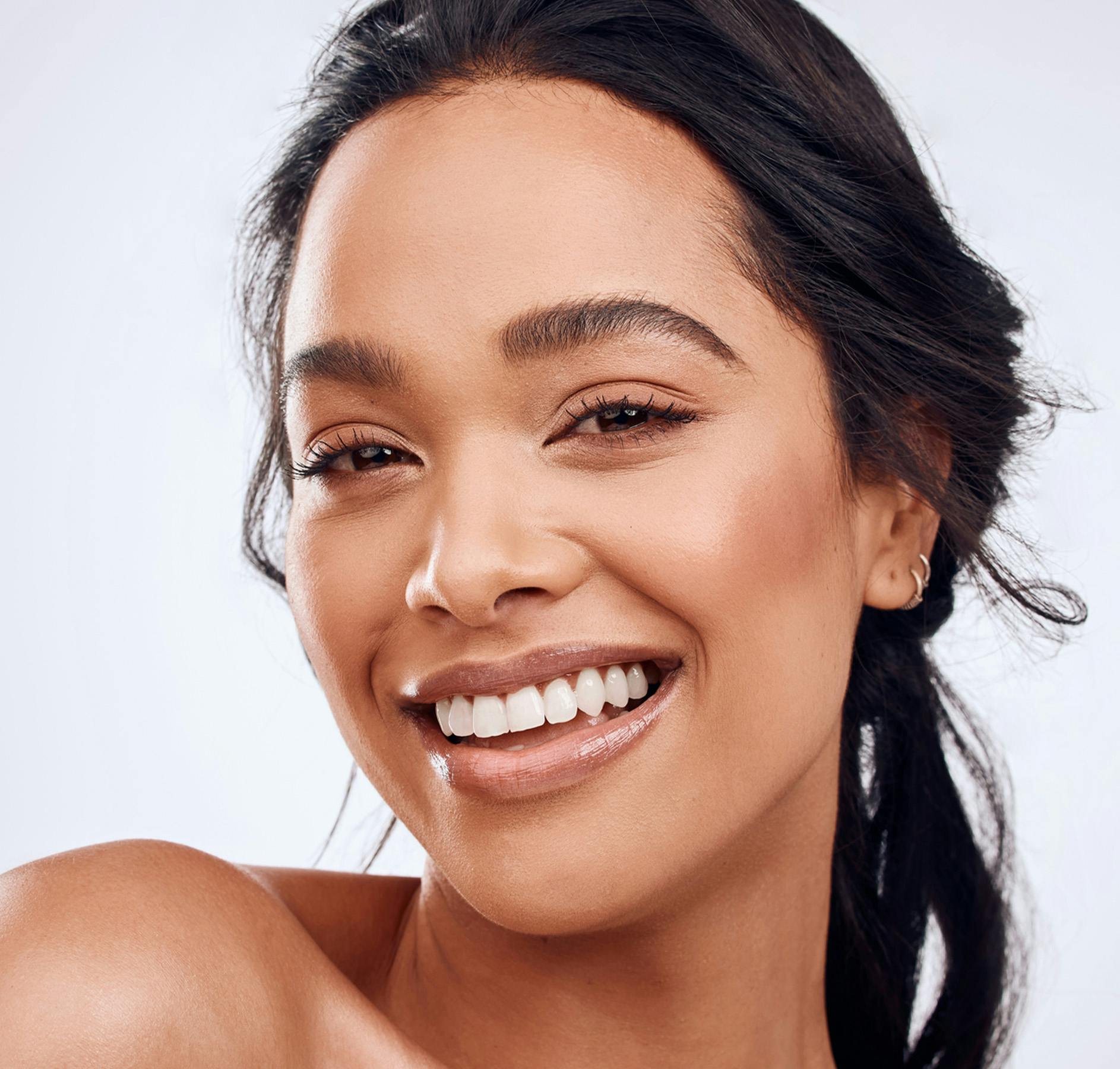 smiling with white background