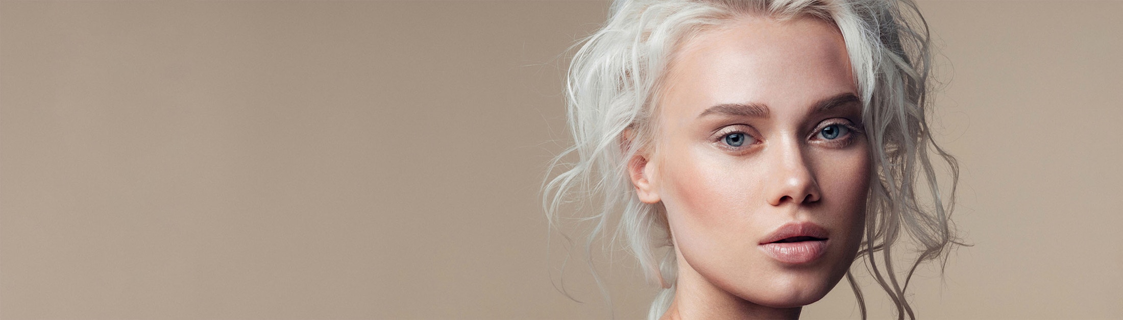 slight glance light tan background