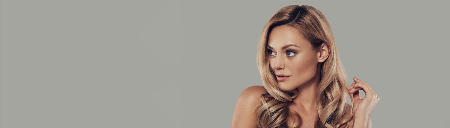 looking to side gray background