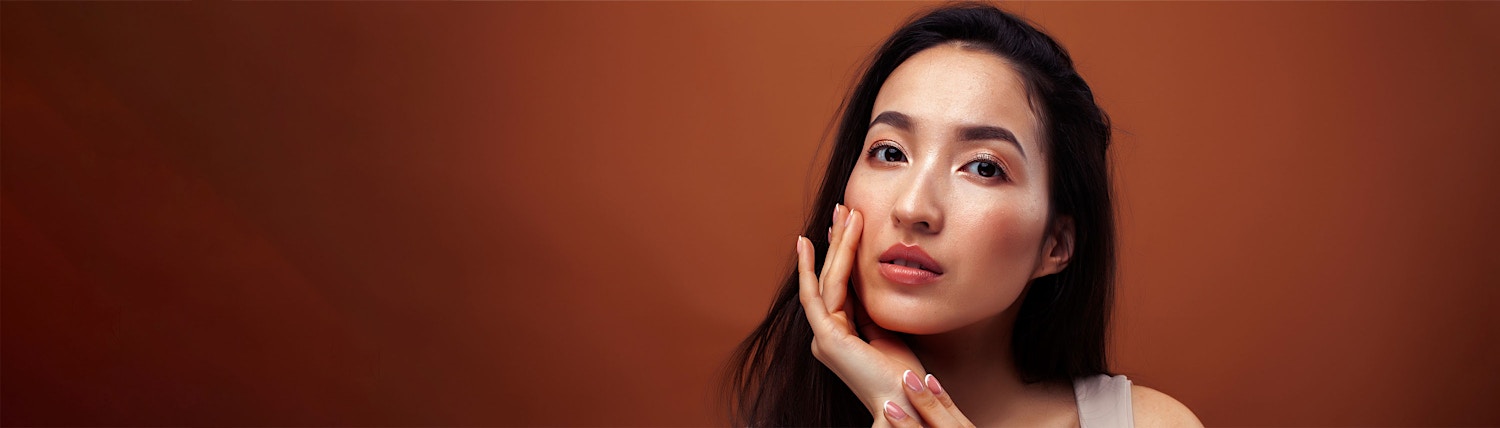 hand side of face red background