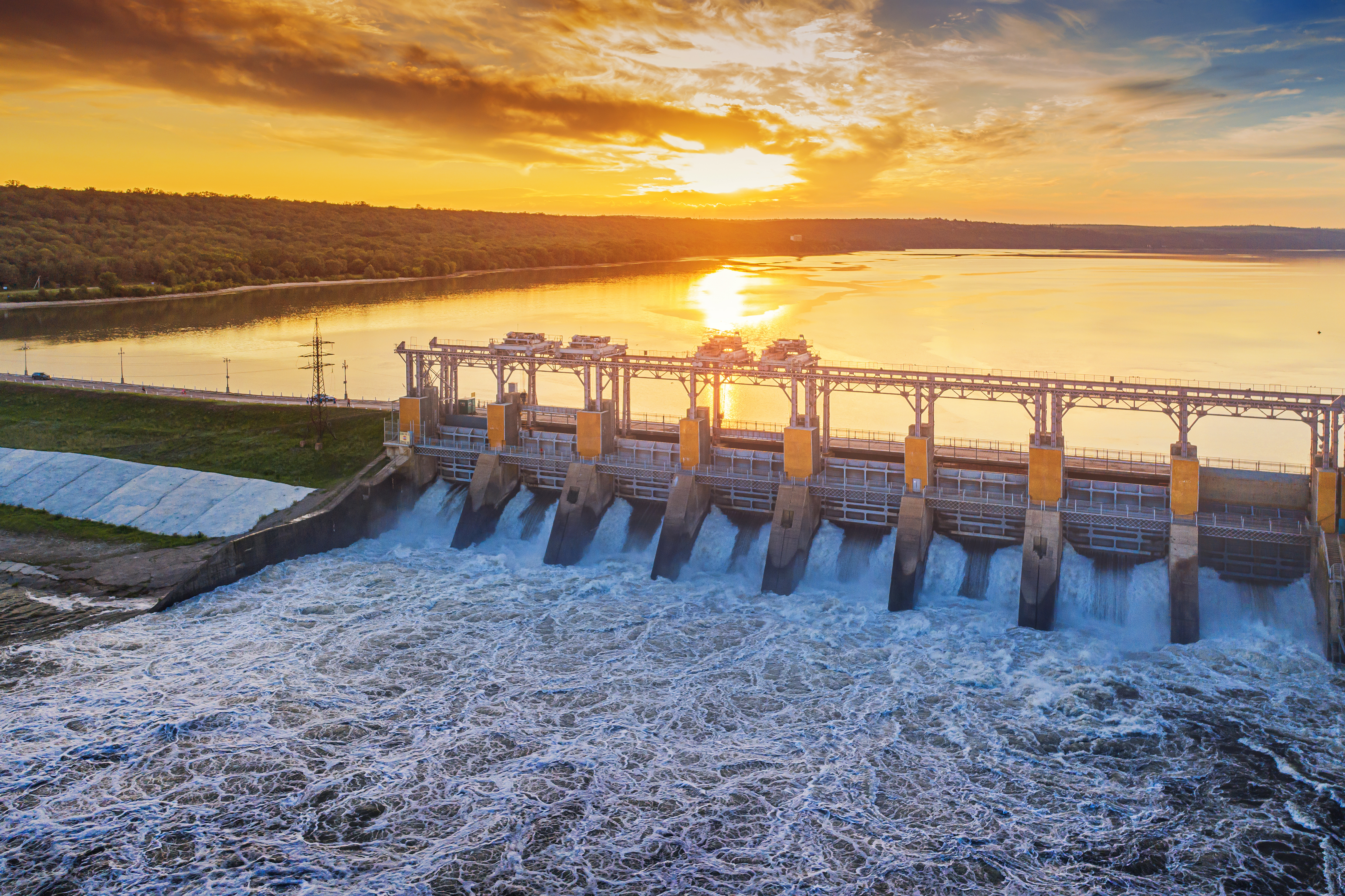An areal view of a dam