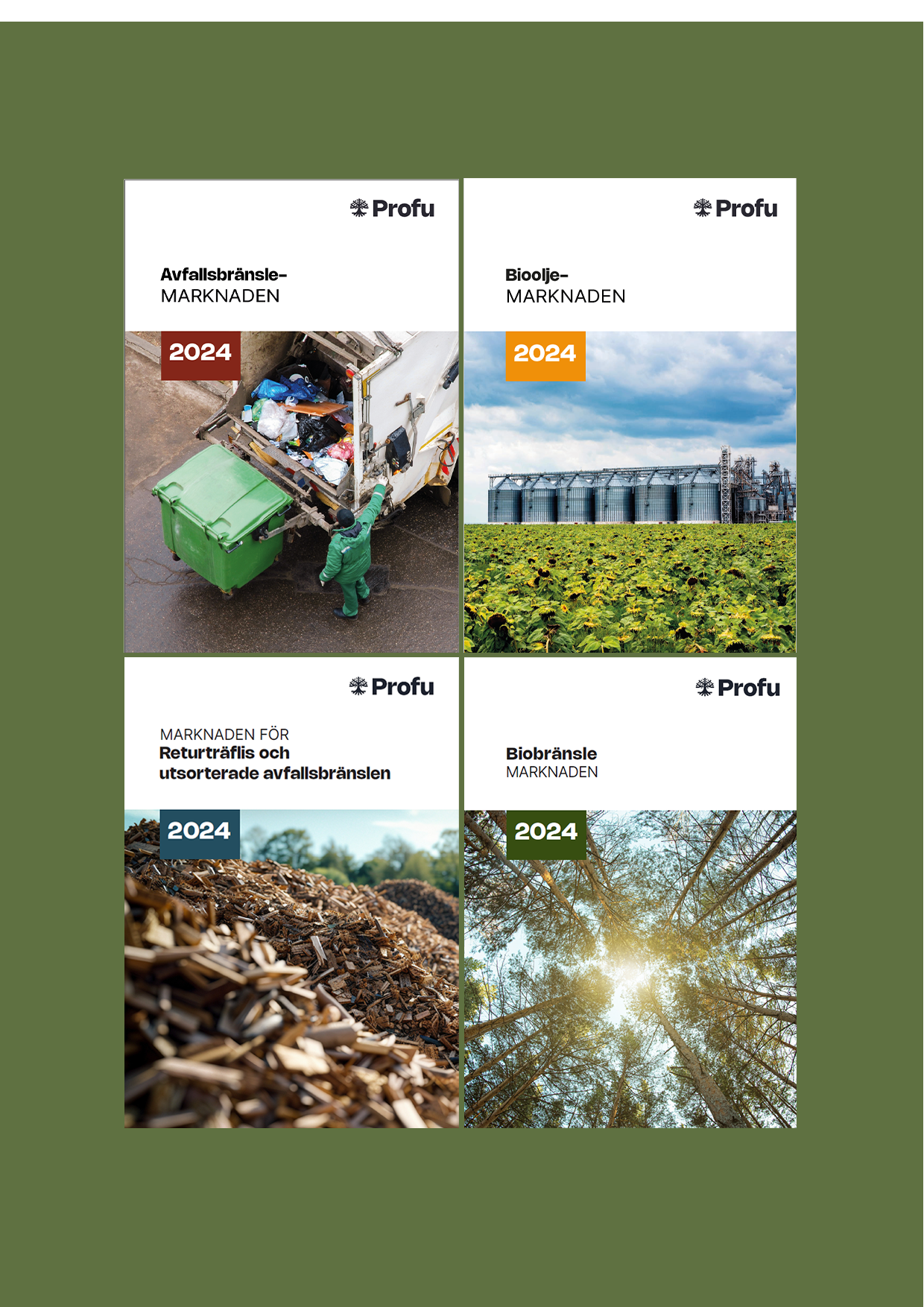 Framsidor över bränslemarknadsrapporter
