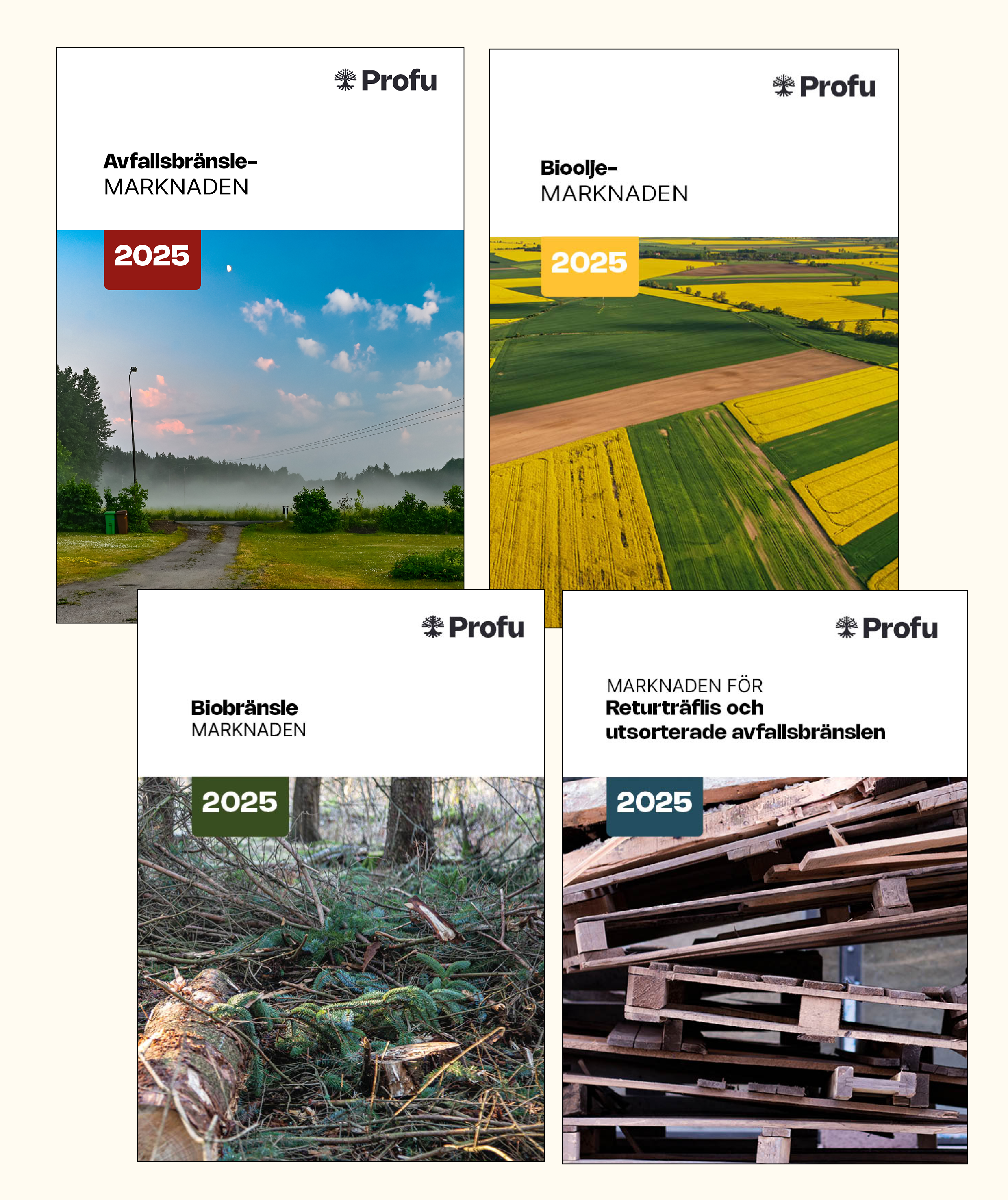 Framsidor över bränslemarknadsrapporter