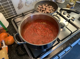 Batch of pizza sauce