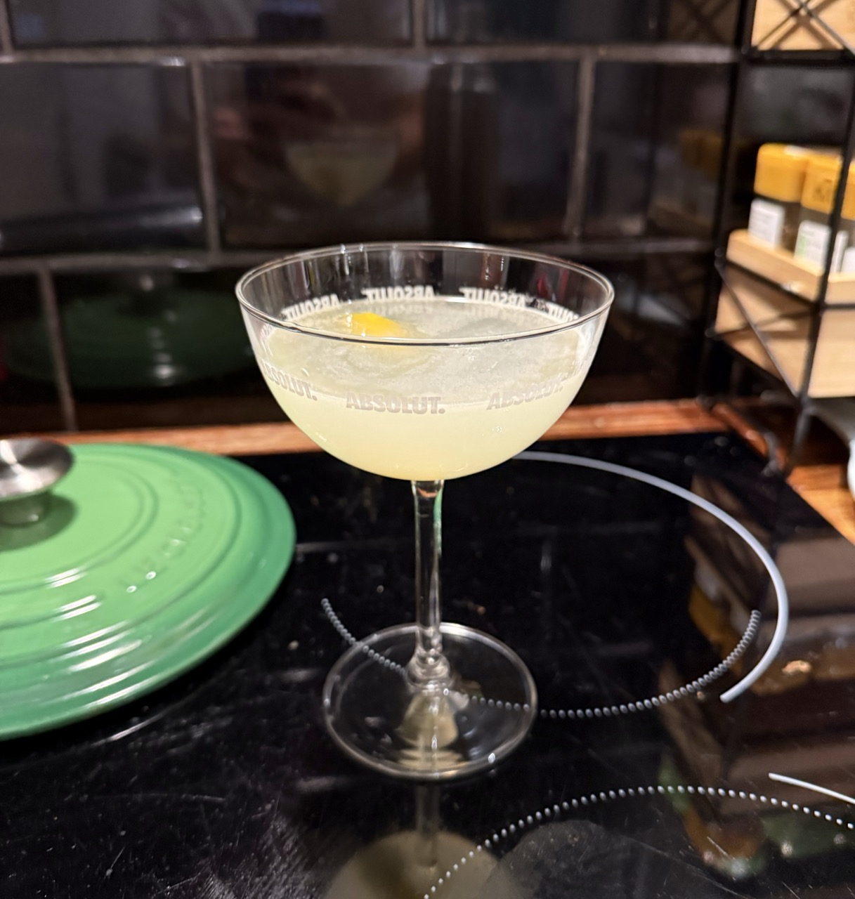 A glass of lemon drop martini