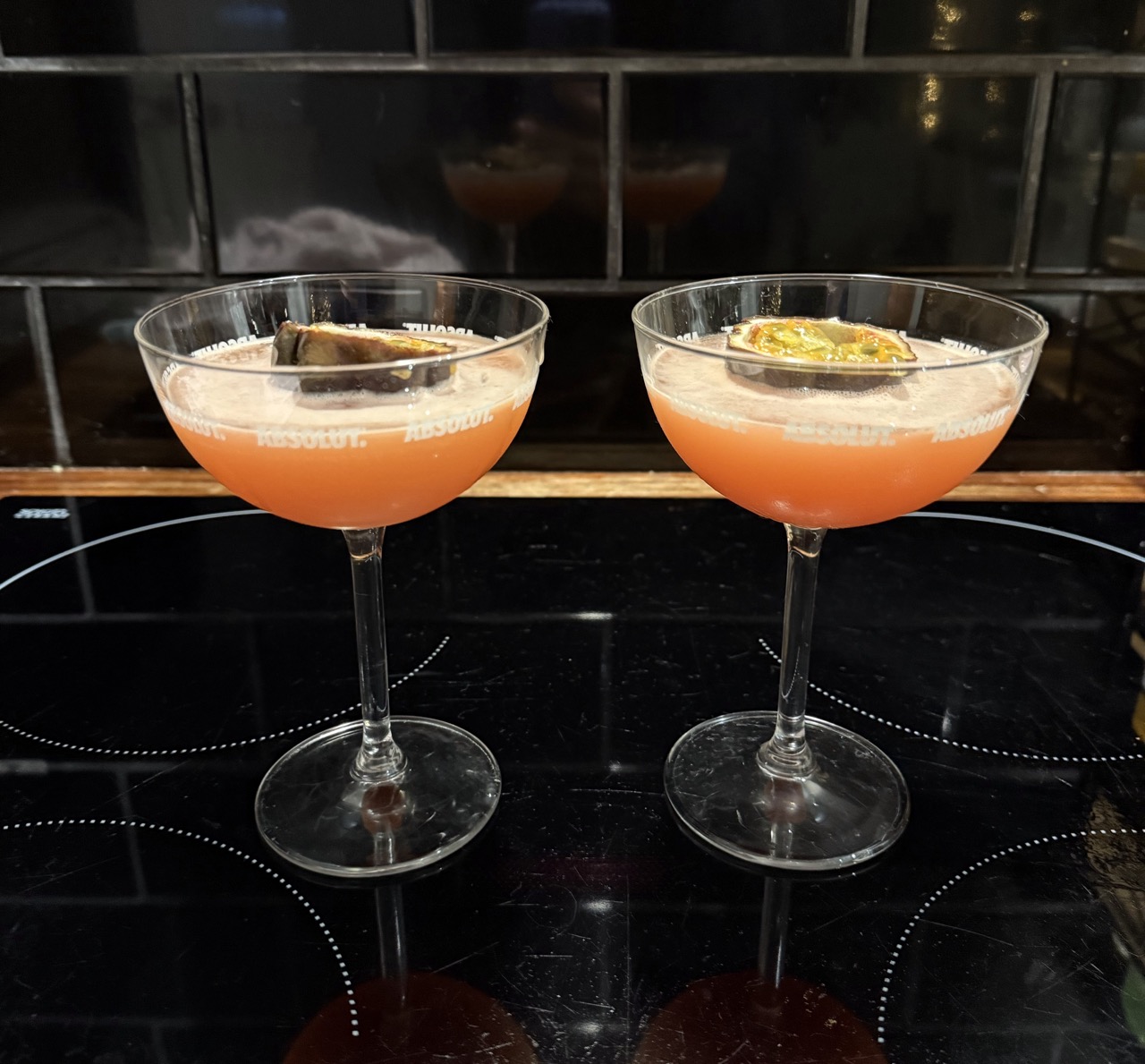 Two glasses of pornstar martini