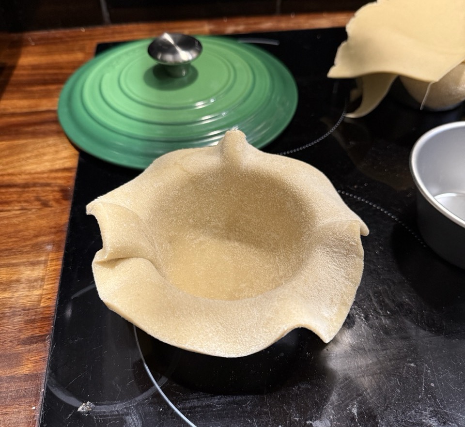 Hot water pastry in a pie mould