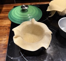 Hot water pastry in a pie mould