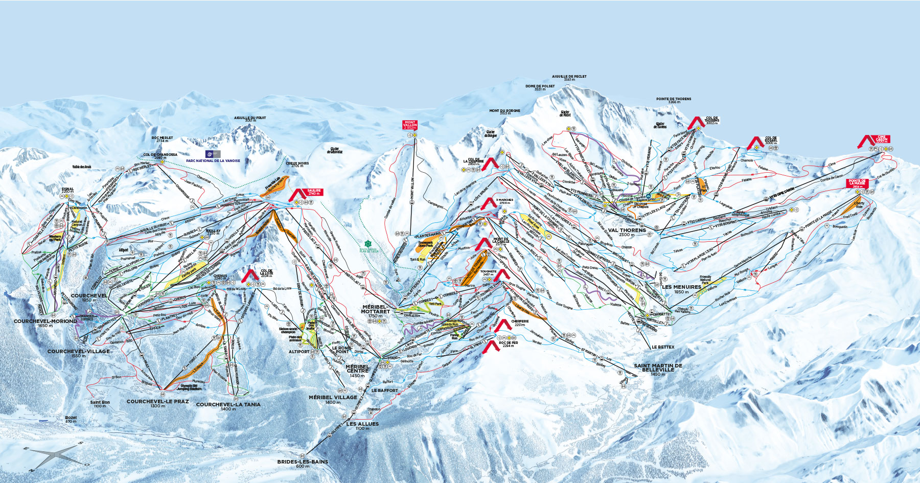 Plan des pistes 3 Vallées