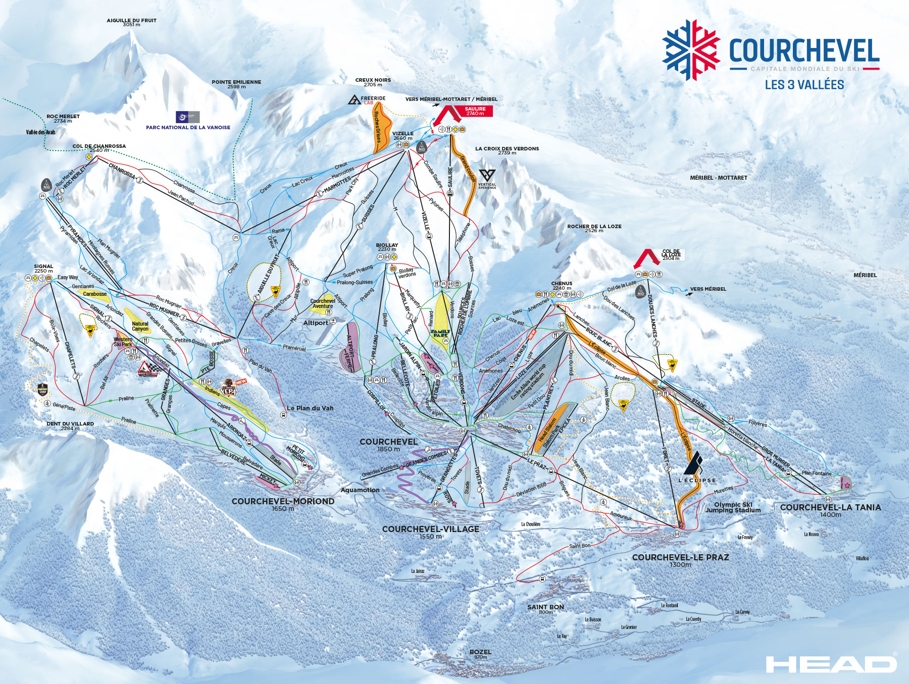 Plan des pistes Courchevel - 3 Vallées