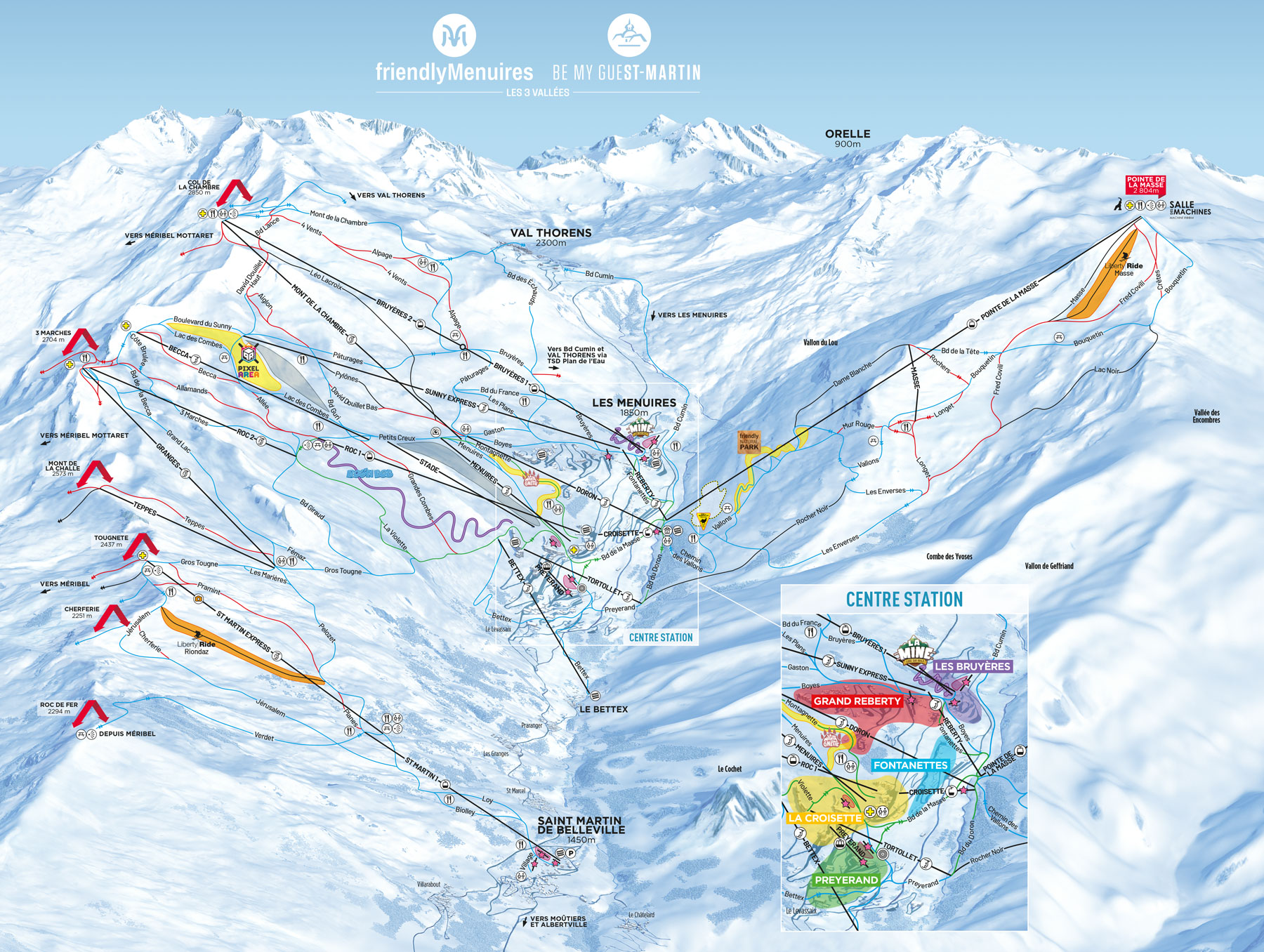 Plan des pistes Menuires - Les 3 Vallées
