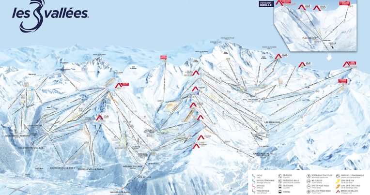 Merrivale Ranges Map Meribel & 3 Valleys Ski Area Trail Map