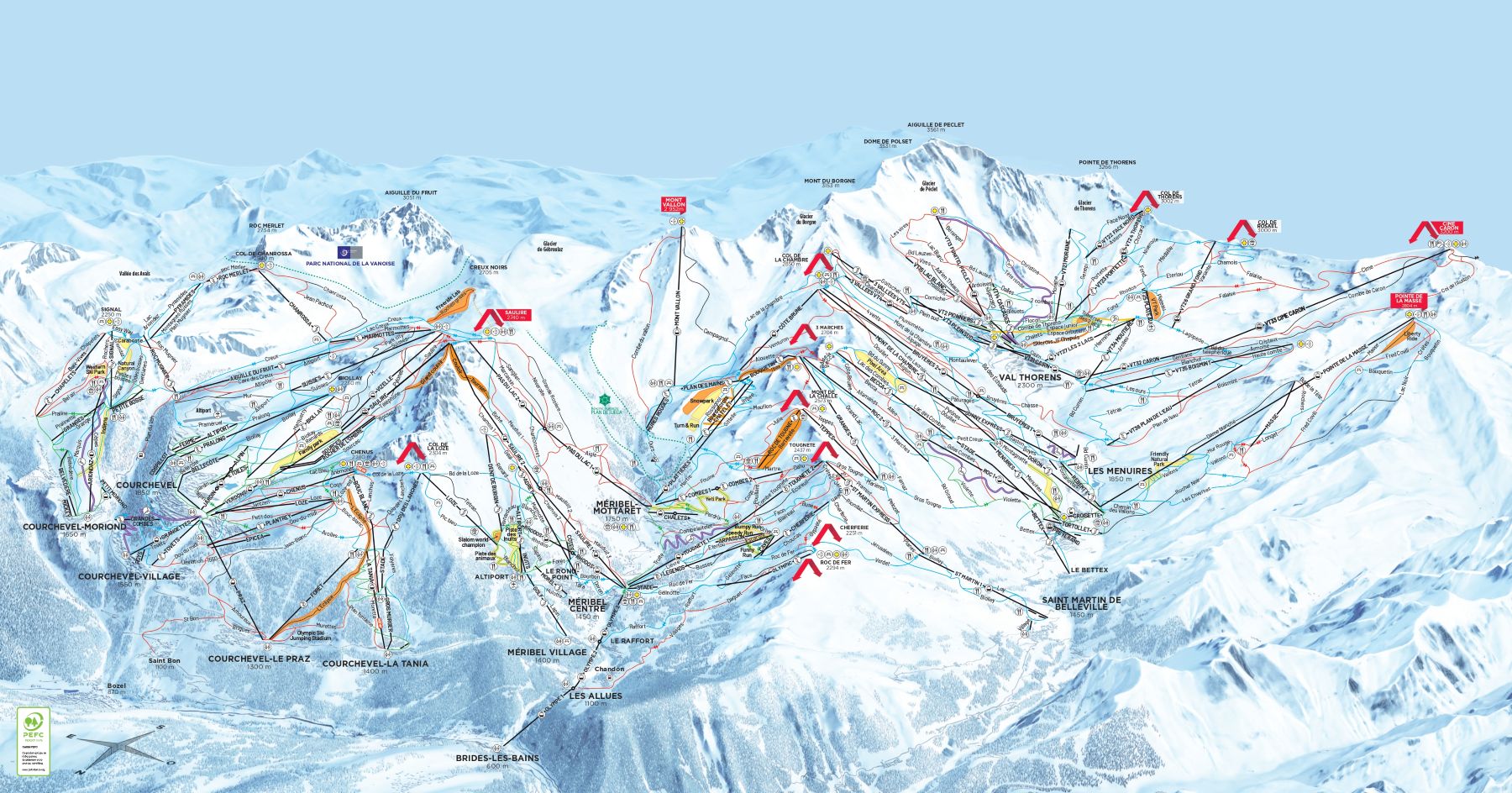 Plan des pistes 3 Vallées