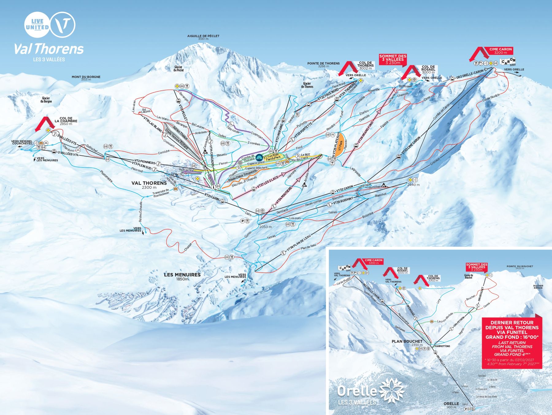 Plan des Pistes Val Thorens - 3 Vallées