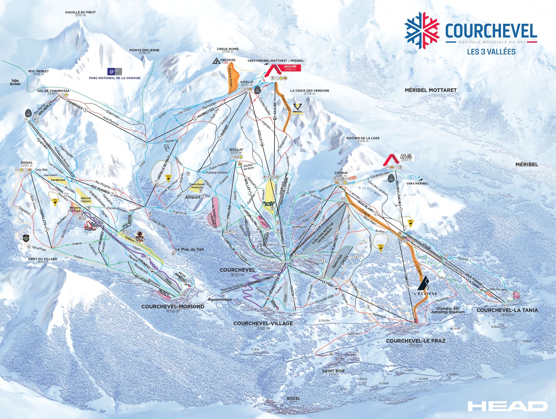 Plan des pistes Courchevel - 3 Vallées