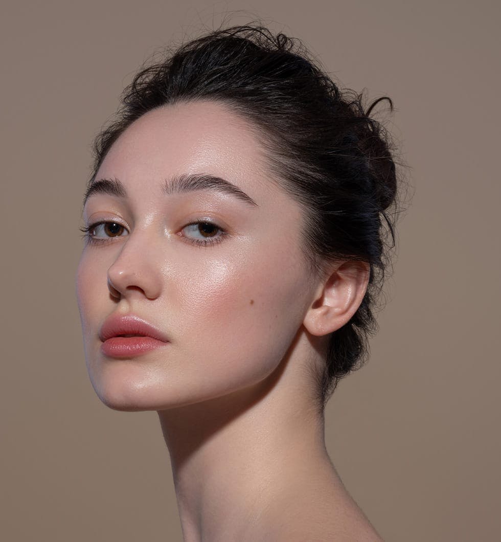 a close up of a woman's face