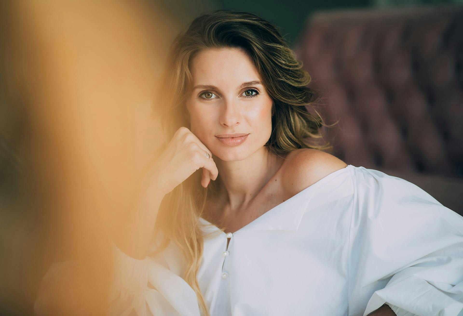 Woman in a white shirt