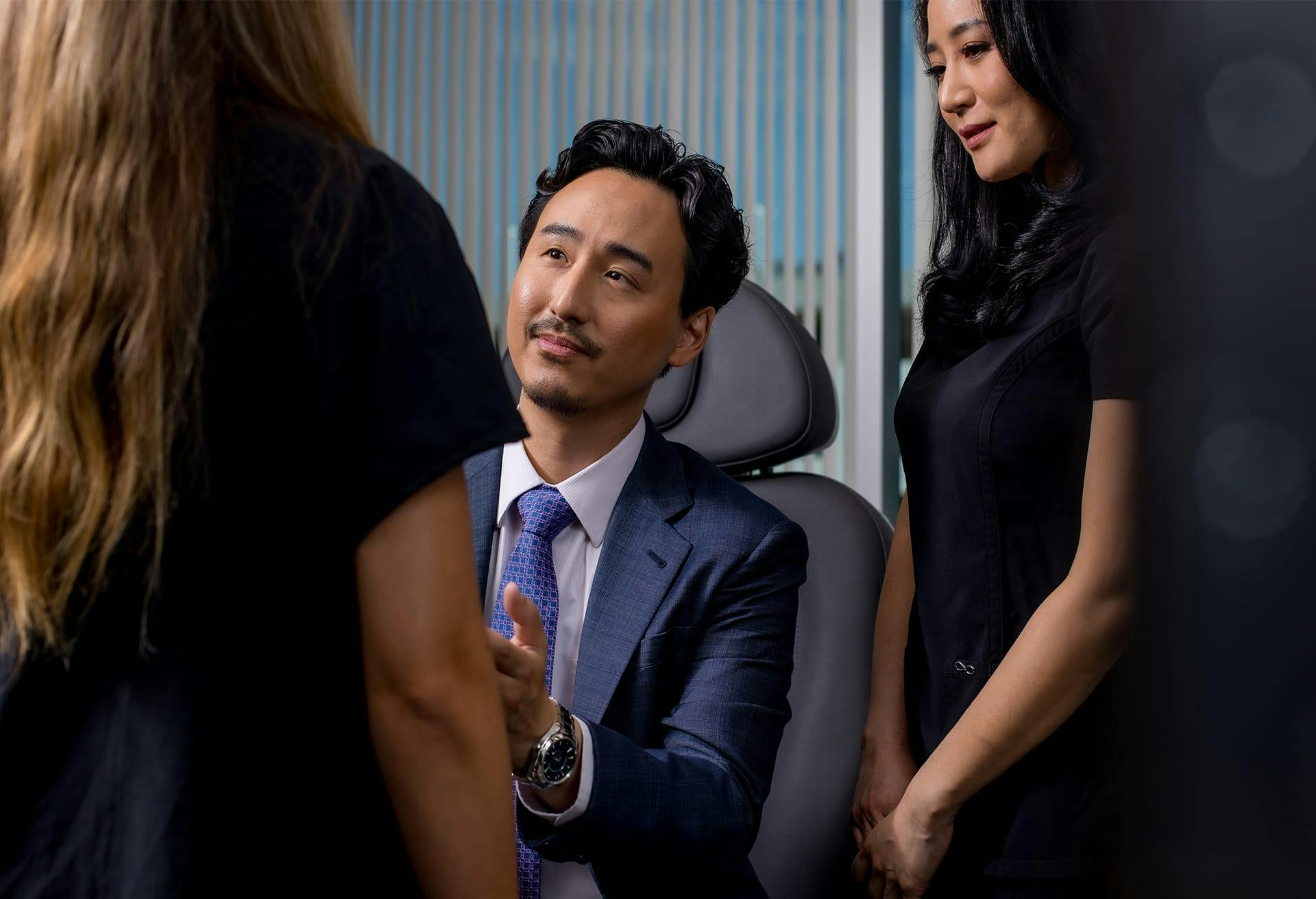 Dr. Lee with a patient