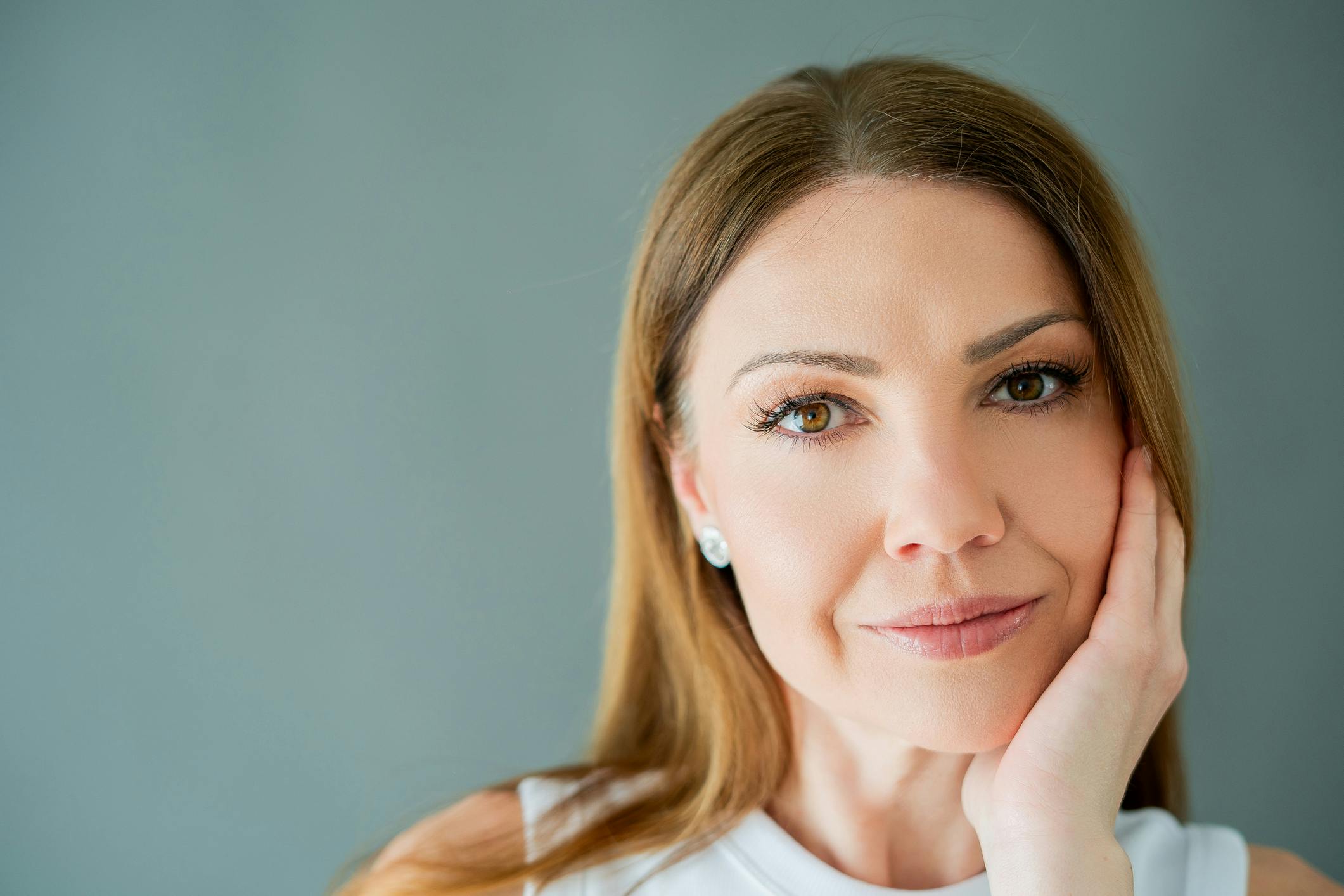 middle aged woman close shot of her face