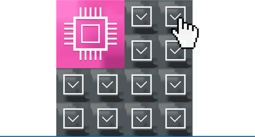 CPU mit 12 Selbsttest Boxen und Retro-Finger der letzten Test setzt