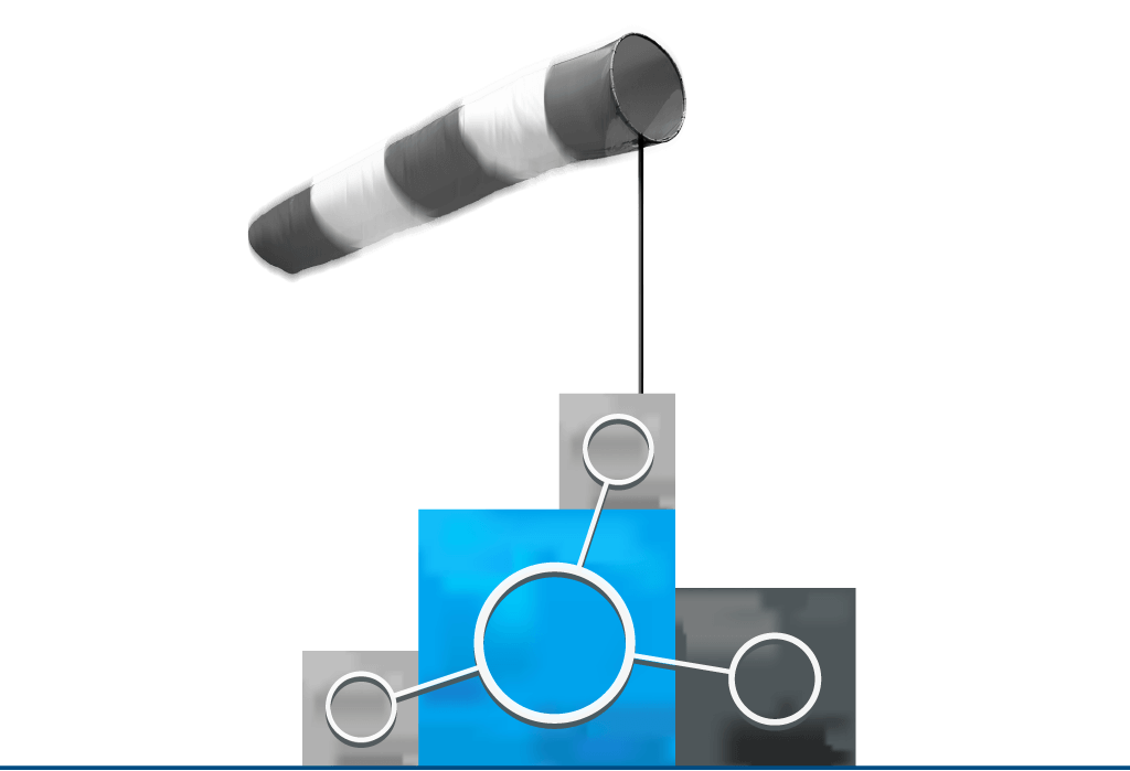 Windhose mit Boxen separierter Anwendungskreise