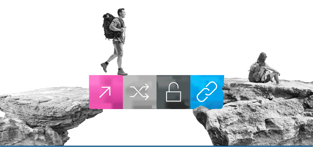 Brücke aus den den Boxen Steigerung, Austausch, Offenheit, und Kommunikation