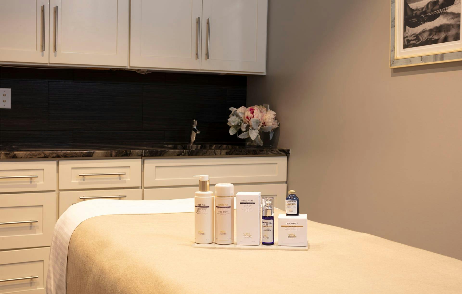 products on a massage bed