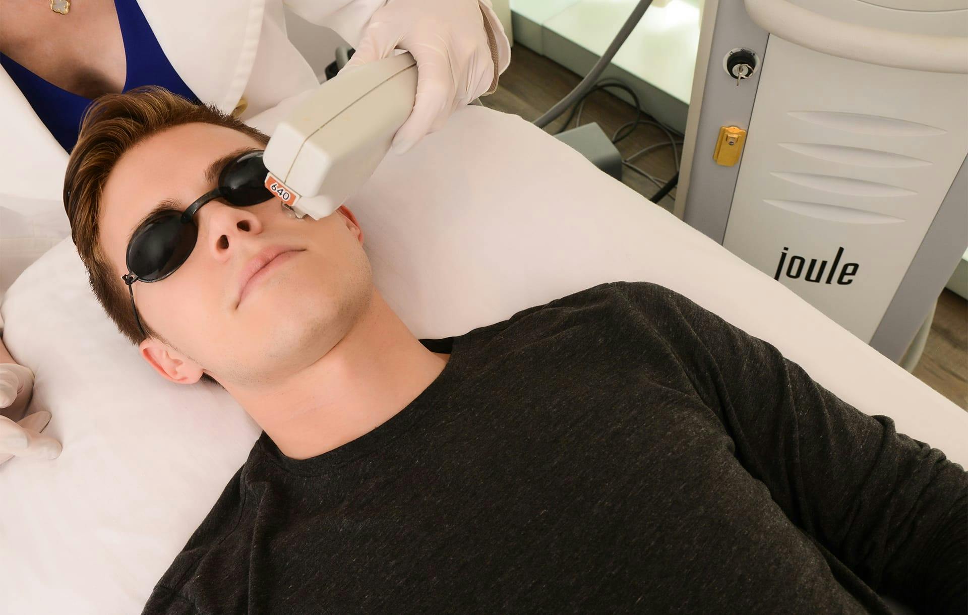 Patient receiving laser treatment
