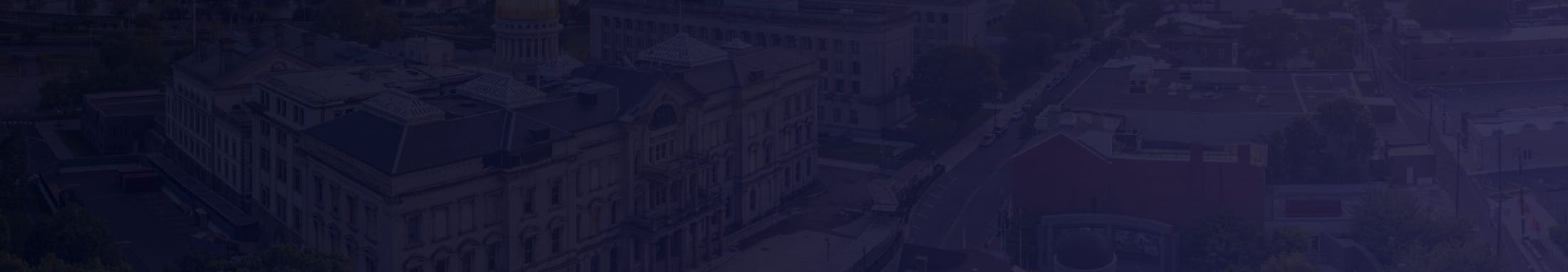 City with a blue overlay