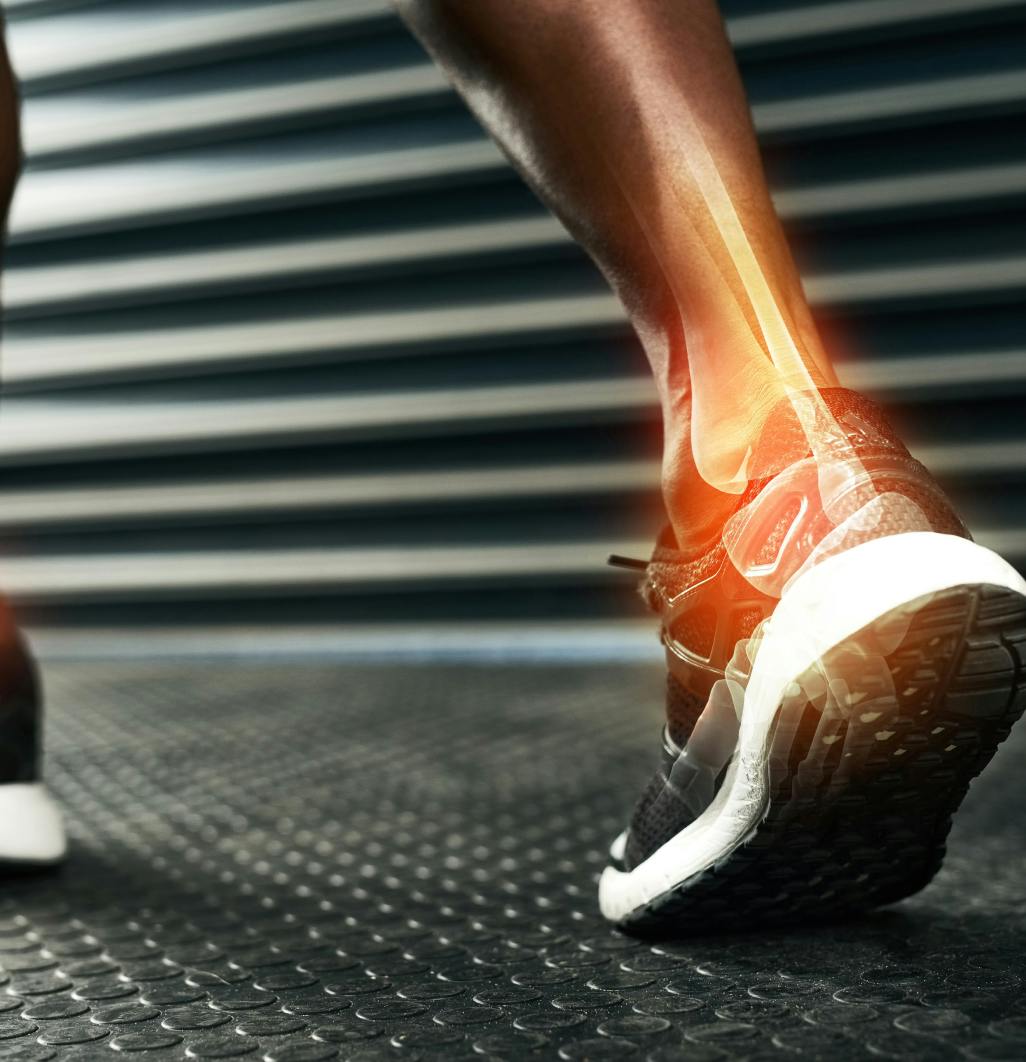 graphic highlighting runner's ankle