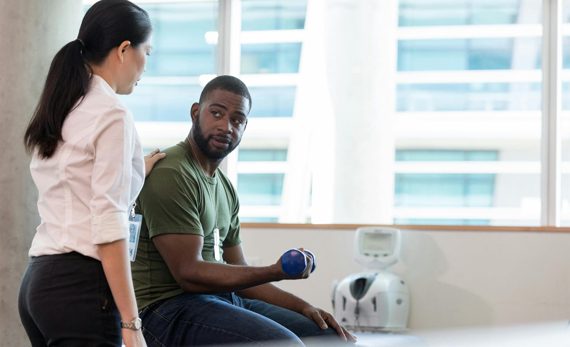 doctor comforts patient