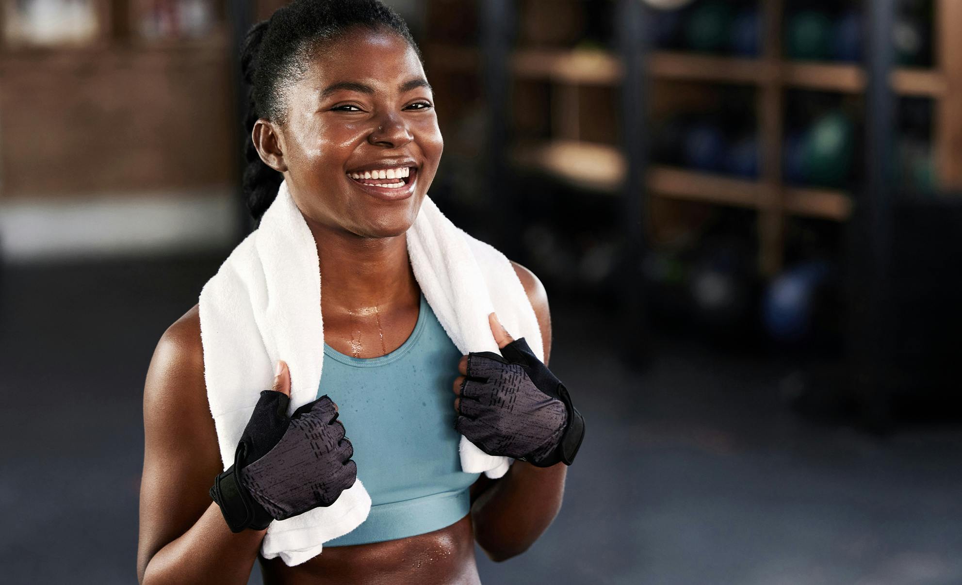 smiling woman post-workout