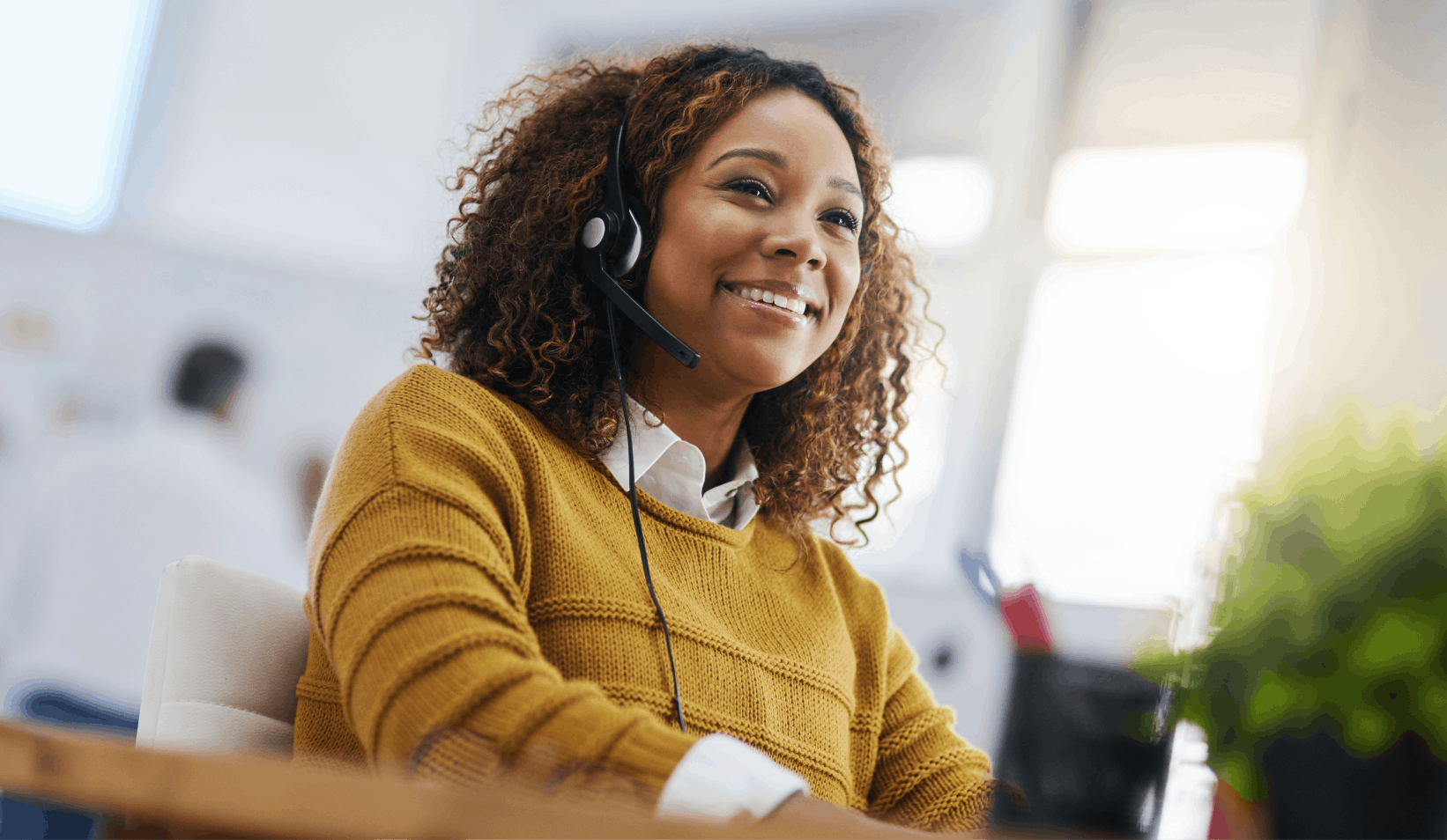 Customer Support agent on the phone