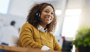 Customer Support agent on the phone