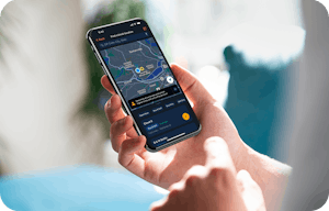 Hand holding phone with CoinFlip wallet open
