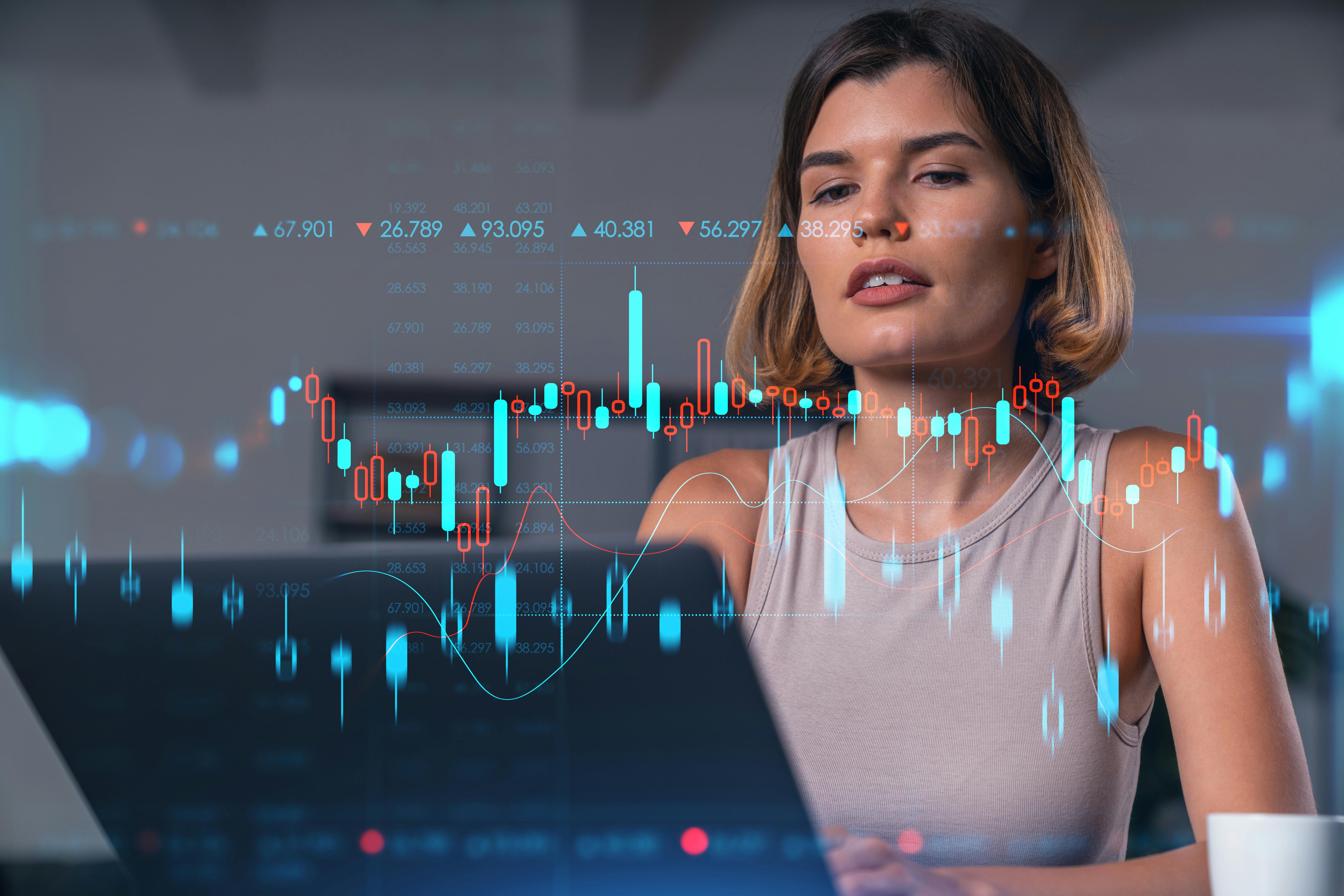 woman looking at crypto chart