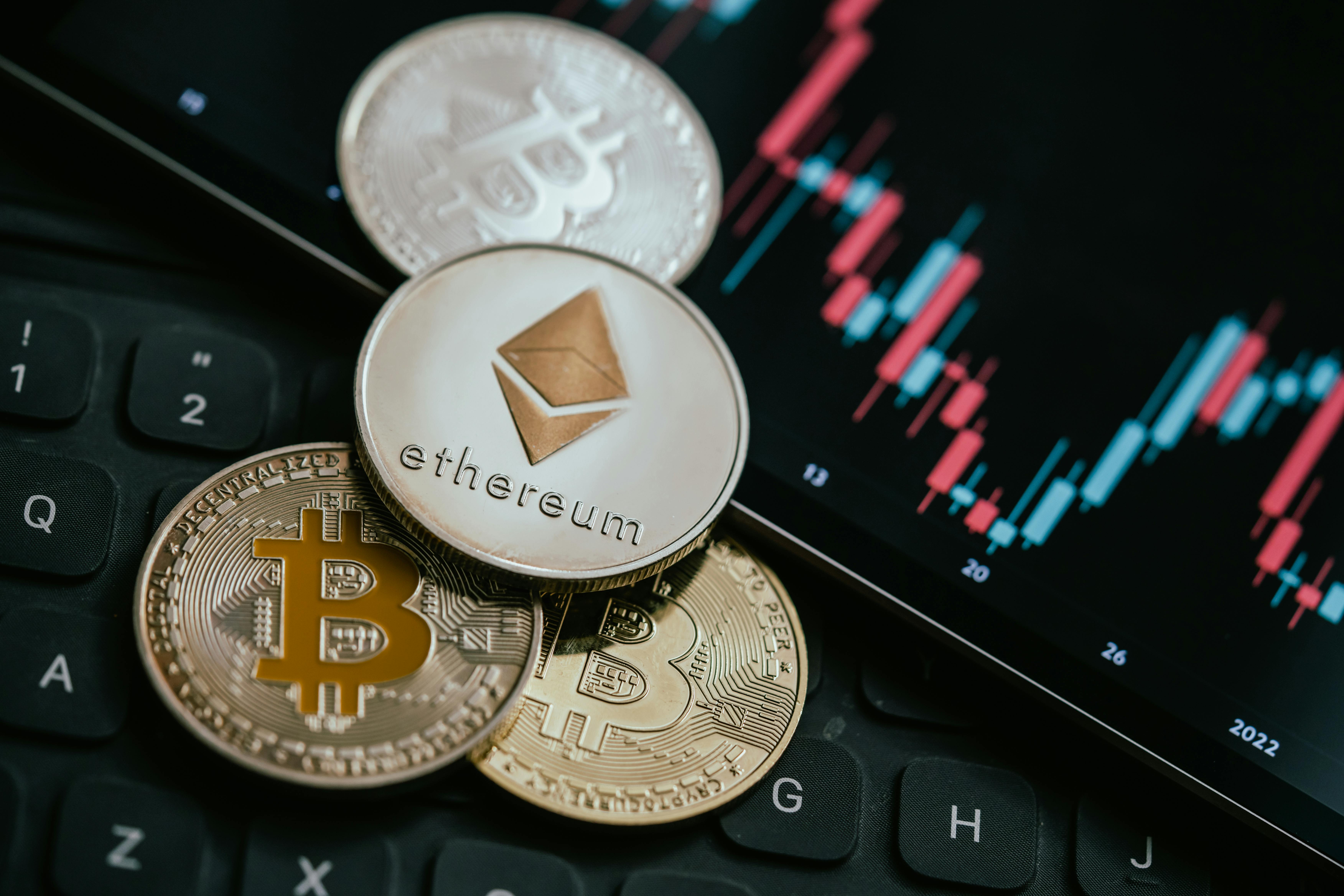Bitcoin and Ethereum Coins