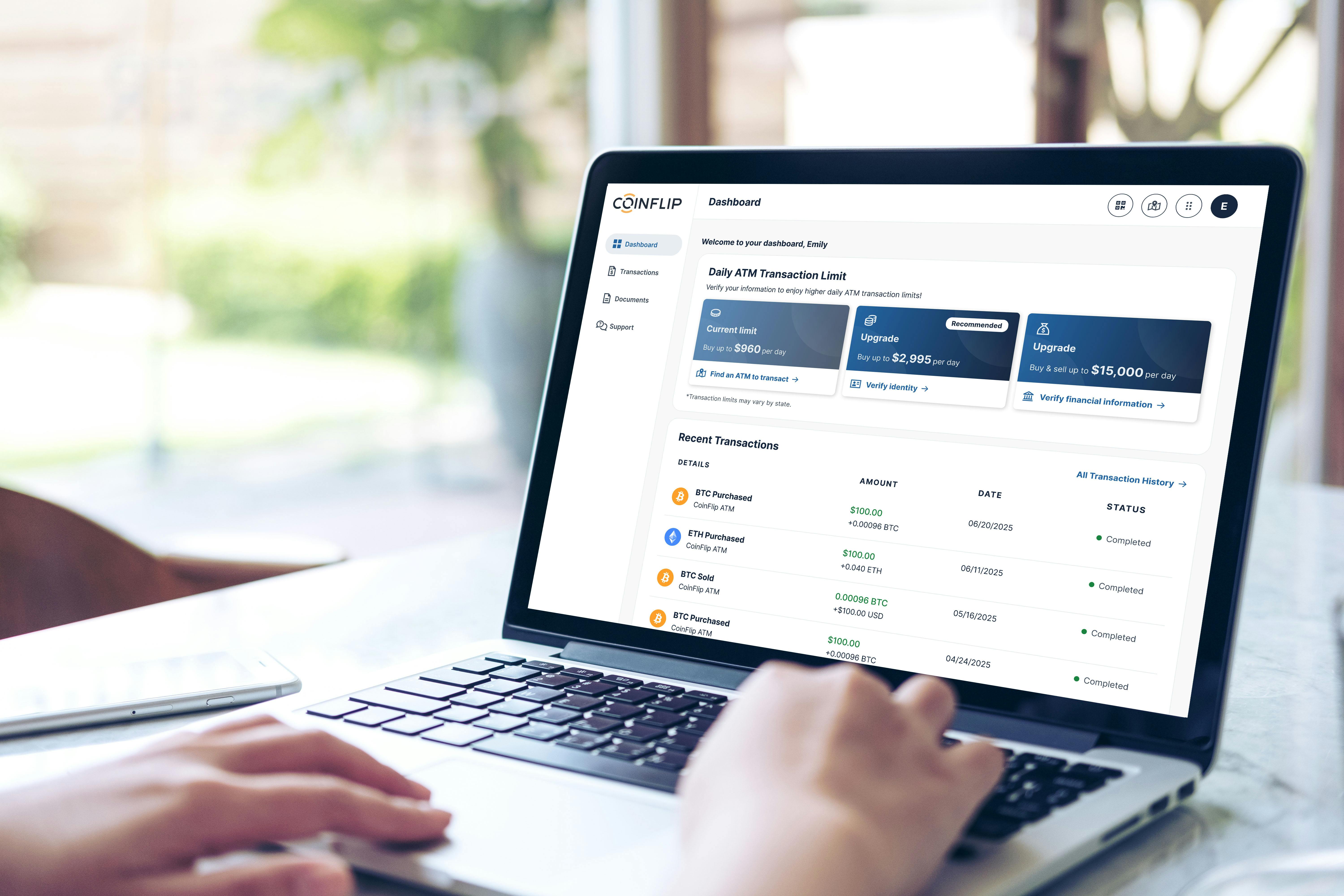 CoinFlip Account Dashboard