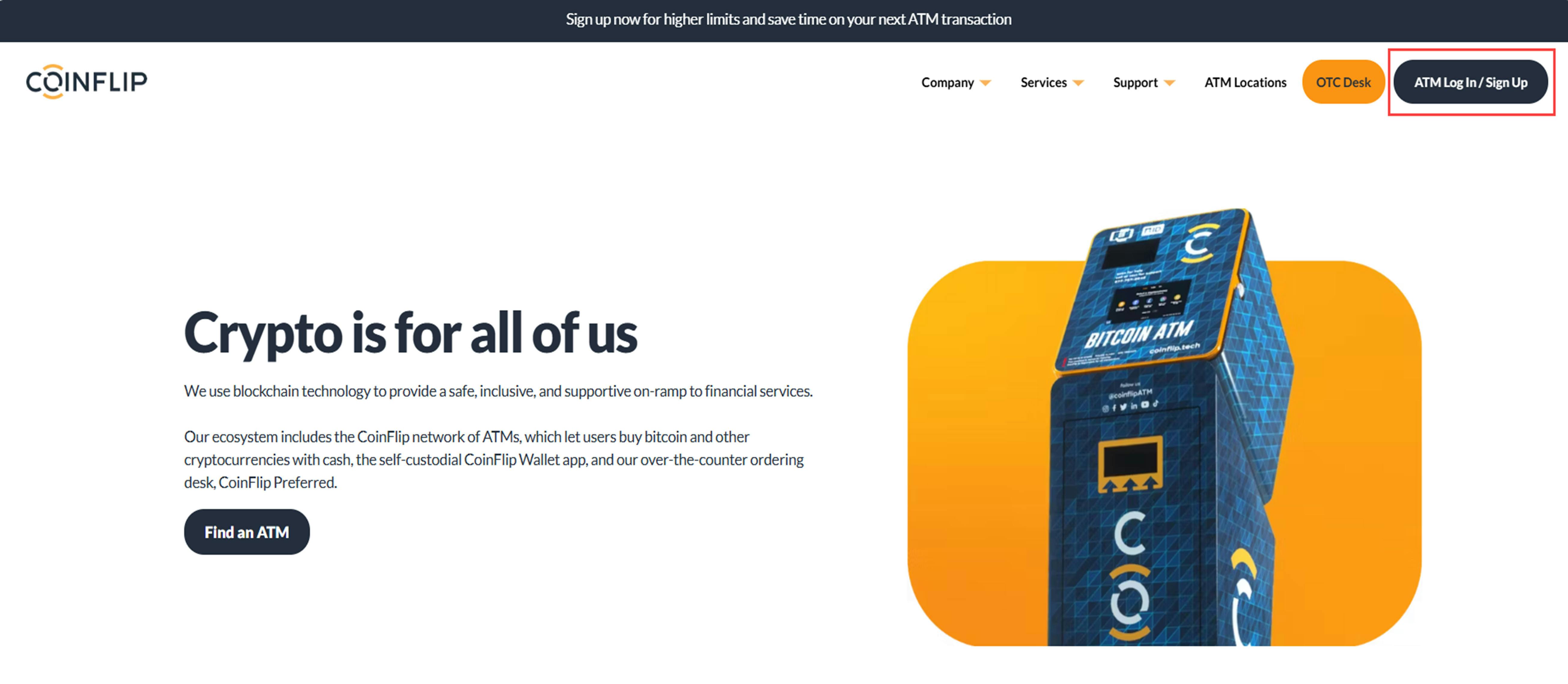 ATM Log In and Sign Up Button