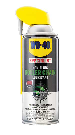 Can of WD-40 Specialist Non-Fling Roller Chain Lubricant