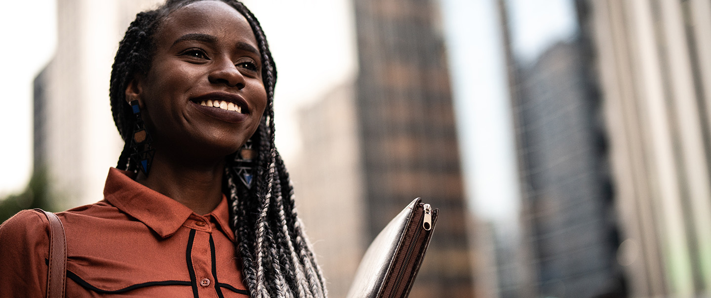 Woman holding a folder